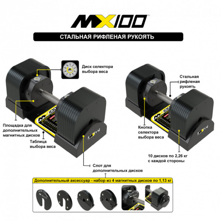 Рендер-9 для MX Select MX100 EVO, рифленая стальная рукоять, вес 5.9-45.4 кг, 2 шт