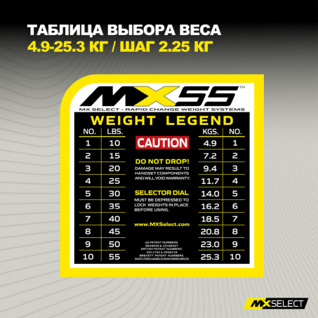 Рендер-8 для MX Select MX55 EVO, рифленая стальная рукоять, вес 4.9-25.3 кг, 2 шт