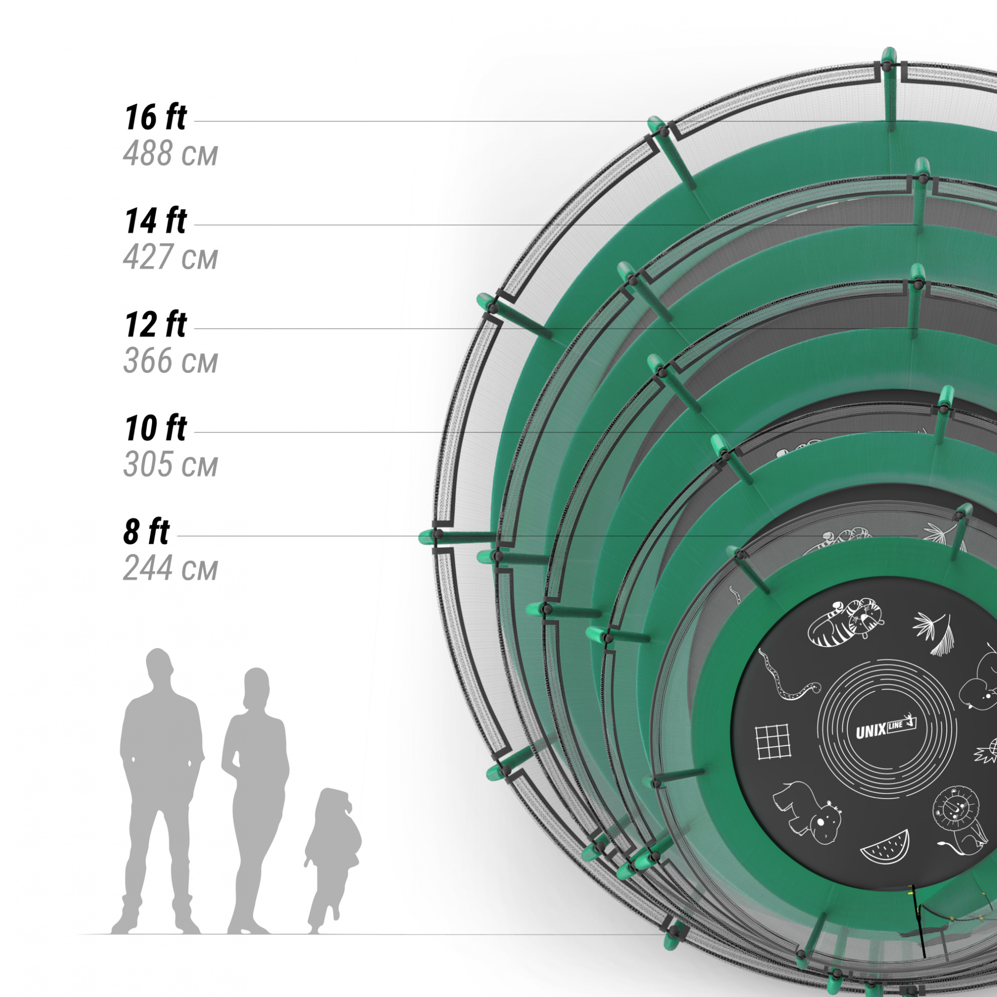 Батут Unix Line Supreme Game 16FT / 488 см (Green)